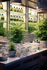 Generative AI ilustration of Development medicinal cannabis laboratory with the latest technology