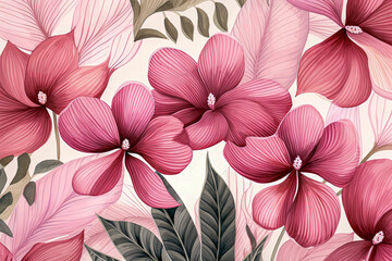 Obraz premium Generative AI Illustration of Background of flowers and plants with backgrounds of various colors