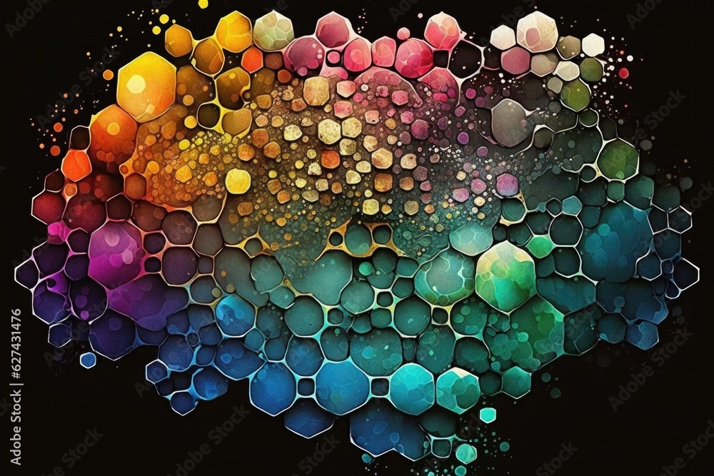 Poster abstract colorful background with hexagons and space for your text or image