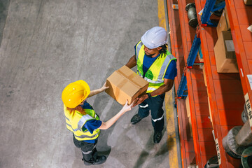 warehouse worker work in shipping logistics factory ship supply order goods cargo from store house