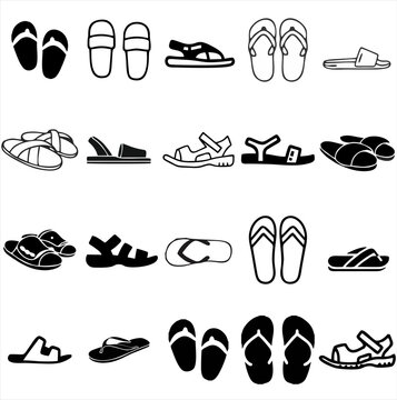 set of slipper icons
