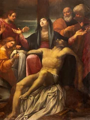 Foto op Canvas NAPLES, ITALY - APRIL 22, 2023: The painting of Pieta in the church Basilica di San Pietro ad Aram by unknown artist of 18. cent. © Renáta Sedmáková
