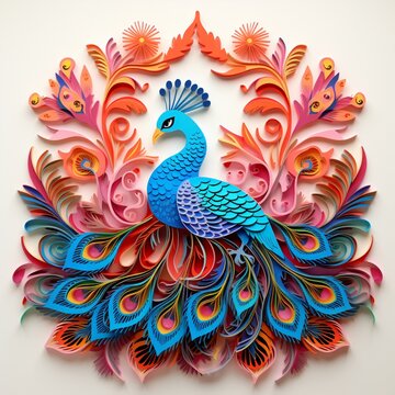 A vibrant peacock showcasing brilliant colors and intricate details.