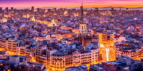 Obraz premium Barcelona panoramic view Spain - Generative AI