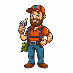 Obraz premium Hourly husband - home repair and maintenance - electrician, plumber and more. Cartoon vector illustration.