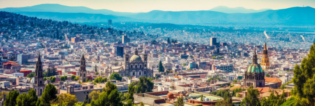 Mexico City panoramic view - Generative AI