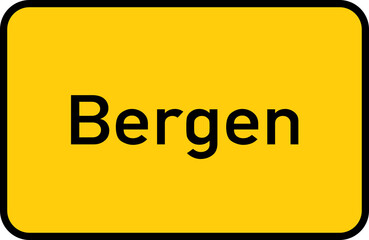 City sign of Bergen - Ortsschild von Bergen