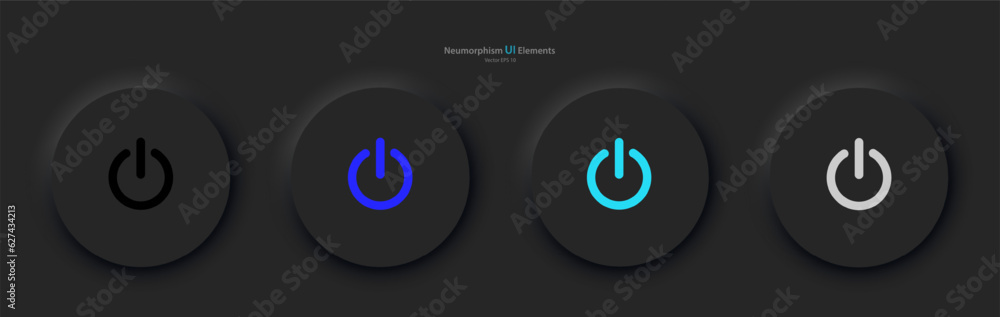 Poster user interface elements for mobile devices in the style of neumorphism, ui, ux. a set of four black 