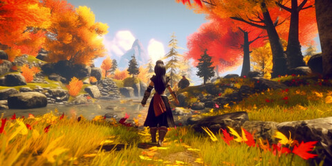 Outdoor fitness. Walking and running - Generative AI