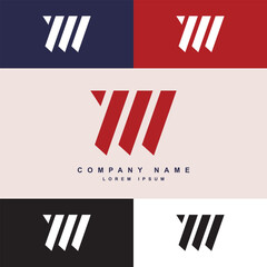 m letter logo template with color palette, logo template for company or business