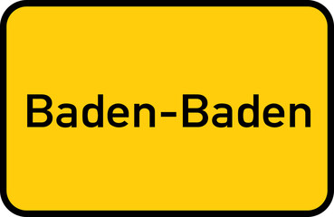 City sign of Baden-Baden - Ortsschild von Baden-Baden