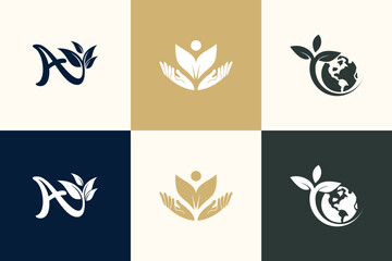 Nature logo design vector collection with creative unique element idea
