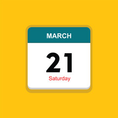Fototapeta premium saturday 21 march icon with black background, calender icon