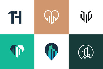 Building logo design vector collection with creative unique element idea