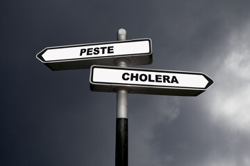 Peste or Cholera - Directional signs