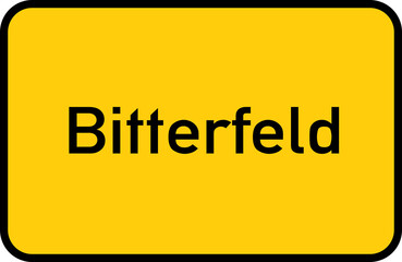 City sign of Bitterfeld - Ortsschild von Bitterfeld