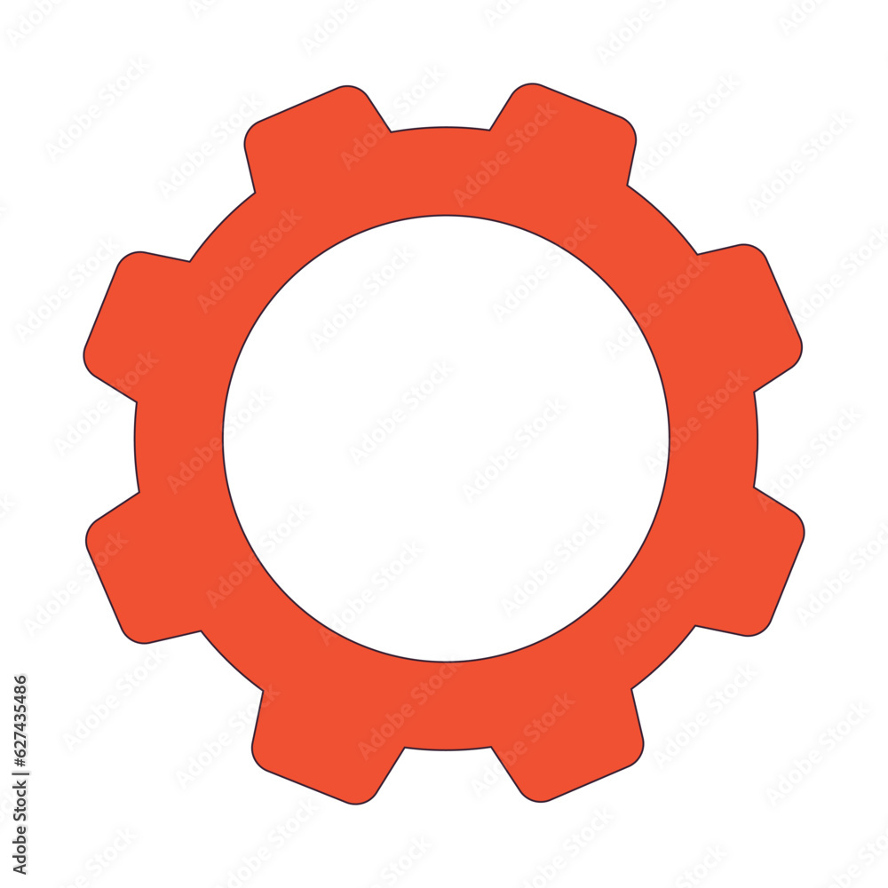 Poster single gear flat line color isolated vector object. mechanical cogwheel. cog technology. editable cl