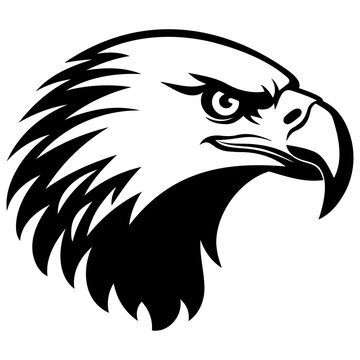 Eagle head vector, black and white head of an american eagle