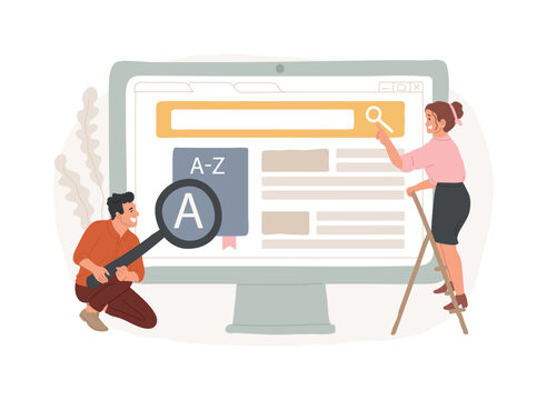 Glossary isolated concept vector illustration. Website element, company web page, menu bar, reference source, terms and explanations, glossary, professional dictionary, UI vector concept.