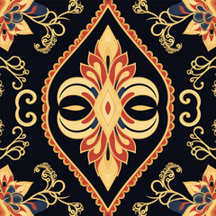 Traditional Thai Kanok fabric pattern. Luxury ornate elegant Thai style. Print design for fabric texture textile wallpaper background backdrop.