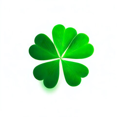 Fototapeta premium four leaf clover, photography, top angle, 3D, white background 03