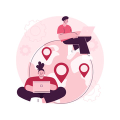 Outsourcing abstract concept vector illustration. Business process outsourcing, outplacement, offshore software development, freelance job, recruitment company, agreement abstract metaphor.