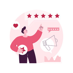 Brand reputation abstract concept vector illustration. Ranking, sales-driving strategy, advertising and public relations, online brand reputation management, minimize damage abstract metaphor.