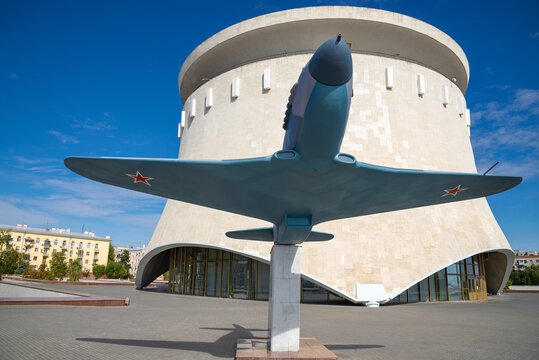 VOLGOGRAD, RUSSIA - SEPTEMBER 19, 2021: A model of a Soviet Yak-3 fighter jet at the Museum of the Battle of Stalingrad