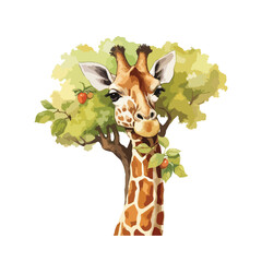 giraffe illustration in a tree © Ahasanur