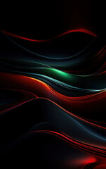 Abstract technology background, green and Red light lines and waves, illustration