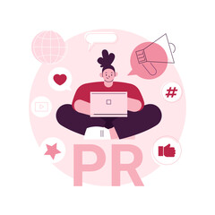 Digital PR abstract concept vector illustration. Internet-based PR strategy, reputation management, domain authority, brand awareness, brands presence, digital marketing campaign abstract metaphor.