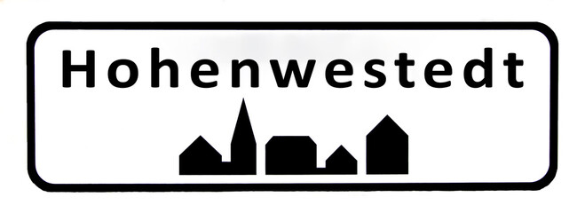 City sign of Hohenwestedt - Hohenwestedt Byskilt