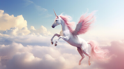 Obraz na płótnie Canvas Unicorn flying in the sky.