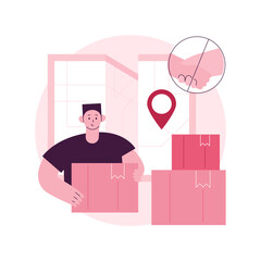 No-contact pick up and delivery abstract concept vector illustration. virus safe delivery, protected transport service, COVID-19 business tranformation, online grocery order abstract metaphor.