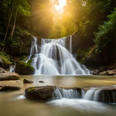 waterfall in the forest Generated by ai
