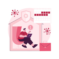 Paid leave for quarantined workers abstract concept vector illustration. Paid time off for illness, sick leave, governmental protection, social distance, financial support abstract metaphor.