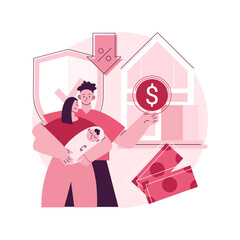 Mortgage relief program abstract concept vector illustration. Reduce or suspend mortgage payments, loan modification, governmental help, home owner budget, risk insurance abstract metaphor.