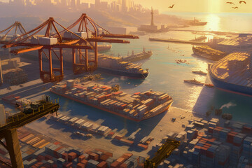 Fototapeta premium Transpotation, Logistics and Containers - Generative AI
