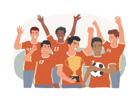 Football isolated concept vector illustration. Soccer team, tournament, football club fan, sports equipment, world championship betting, watching live, premiere league cup vector concept.