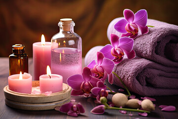 Obraz na płótnie Canvas Aromatherapy, spa, beauty treatment and wellness background with massage pebbles