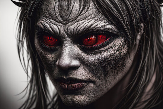 Zombie girl in the dark forest. Halloween. Horror film Generative AI