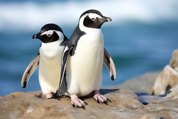 Naklejka premium Penguin walking on the Beach