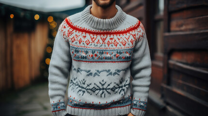 Man wearing an ugly Christmas sweater
