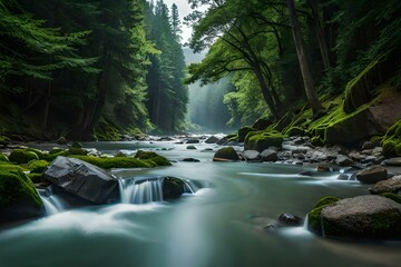 Naklejka premium waterfall in the forest