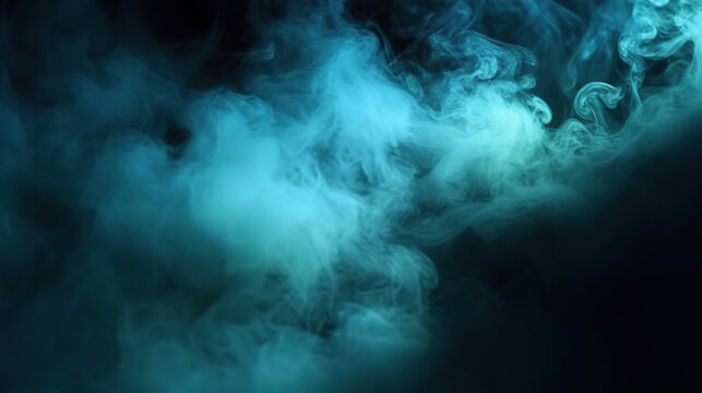 Turquoise smoke cloud on a dark background
