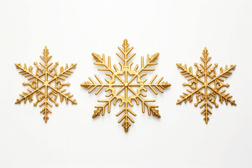 Set of gold christmas snowflakes on white background. AI generated - Powered by Adobe