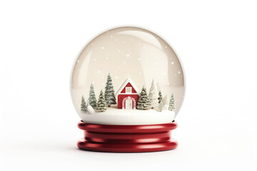 Fototapeta na wymiar Christmas snow globe with gingerbread house inside on white background. AI generated