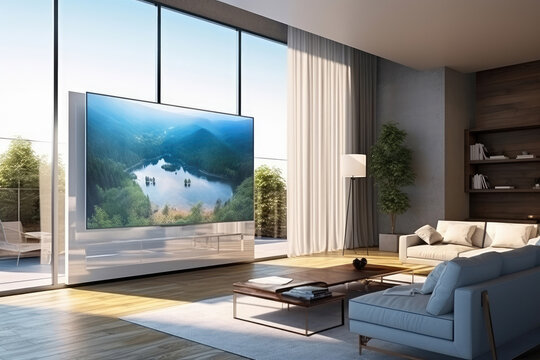 Minimal, stylish living room design. Generative ai.