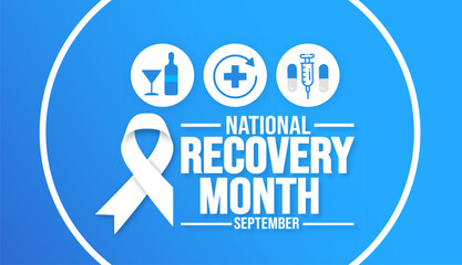 September is National Recovery Month background template. Holiday concept. background, banner, placard, card, and poster design template with text inscription and standard color. vector illustration.