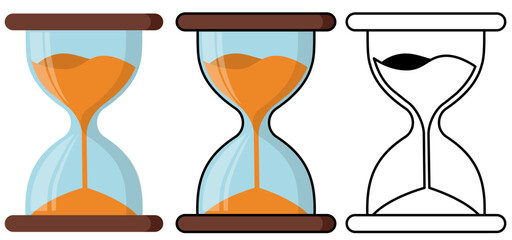 Isolated hourglass, sand clock, sand timer, sandglass icon with transparent background and editable stroke. Flat vector icon for time, deadline, timer, business, UI, web, tension, countdown and more